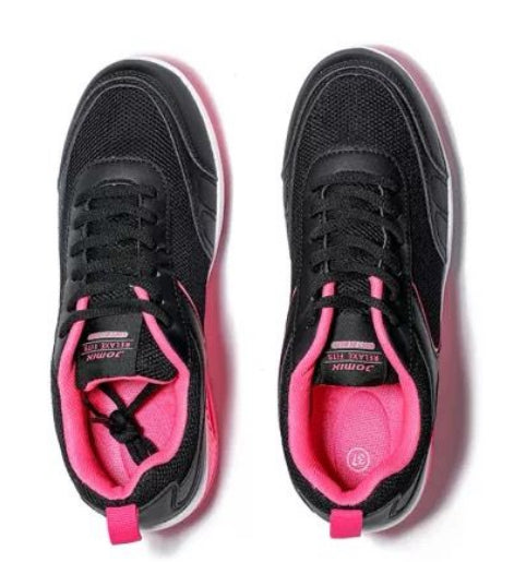 Scarpe Basculanti Nero Fuxia Modello Rio in Eco Pelle e Tessuto Con Lacci