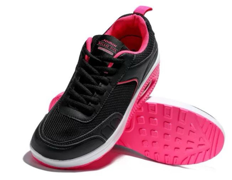 Scarpe Basculanti Nero Fuxia Modello Rio in Eco Pelle e Tessuto Con Lacci