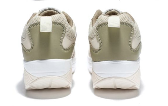Scarpe Basculanti Beige Modello Rio in Eco Pelle e Tessuto Con Lacci