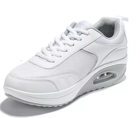 Scarpe Basculanti Bianco Modello Rio in Eco Pelle e Tessuto Con Lacci