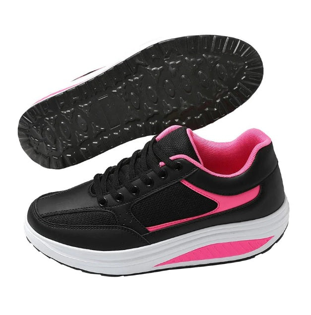 Scarpe Basculanti Donna Modello Pechino Nero Fuxia In Eco Pelle