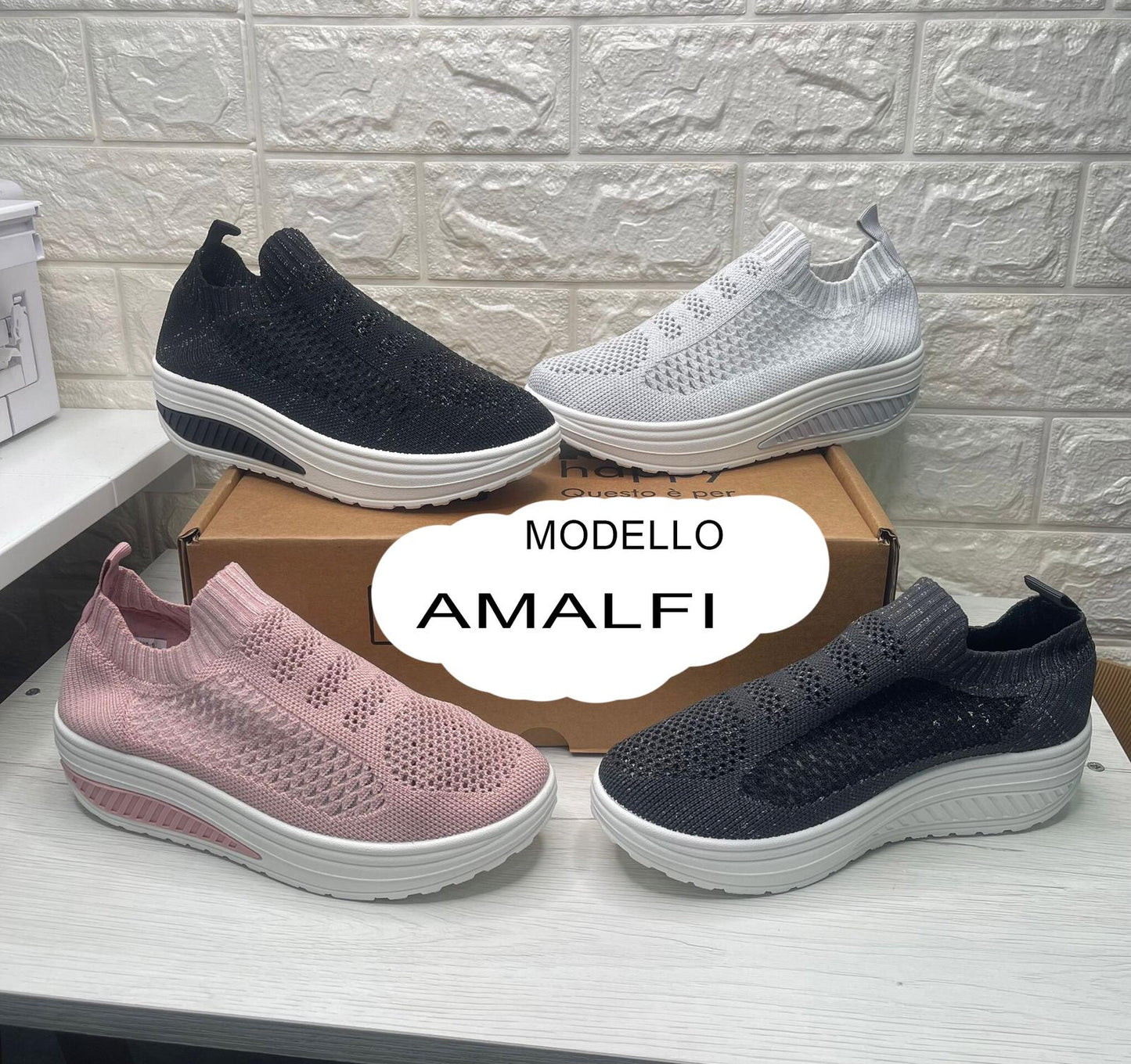 Scarpe Basculanti Rosa Modello Amalfi in Tessuto Senza Lacci