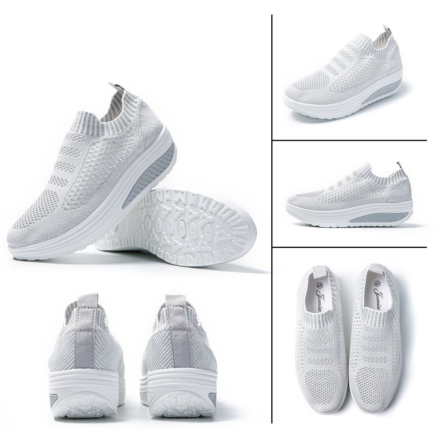 Scarpe Basculanti Grigio Chiaro Modello Amalfi in Tessuto Senza Lacci