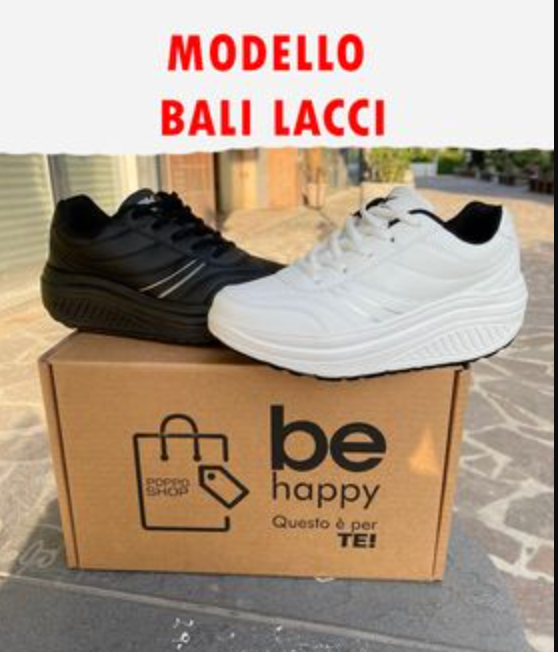 Scarpe Basculanti Nero Modello Bali in Eco Pelle Con Lacci