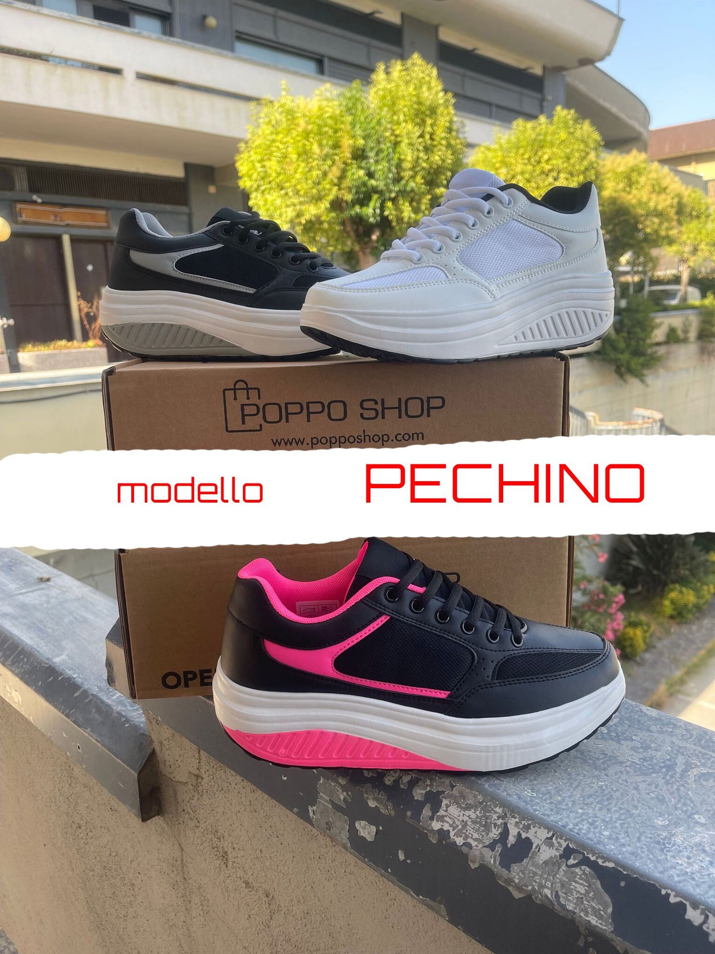 Scarpe Basculanti Donna Modello Pechino Bianco In Eco Pelle
