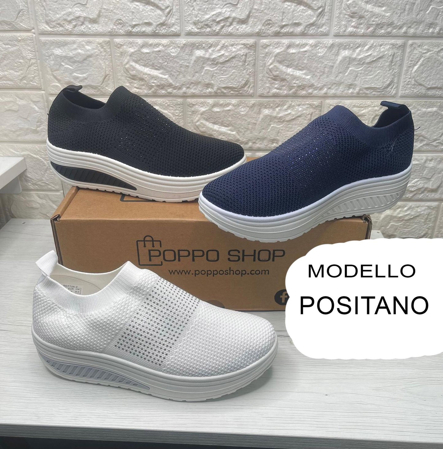 Scarpe Basculanti Blu Modello Positano in Tessuto Senza Lacci