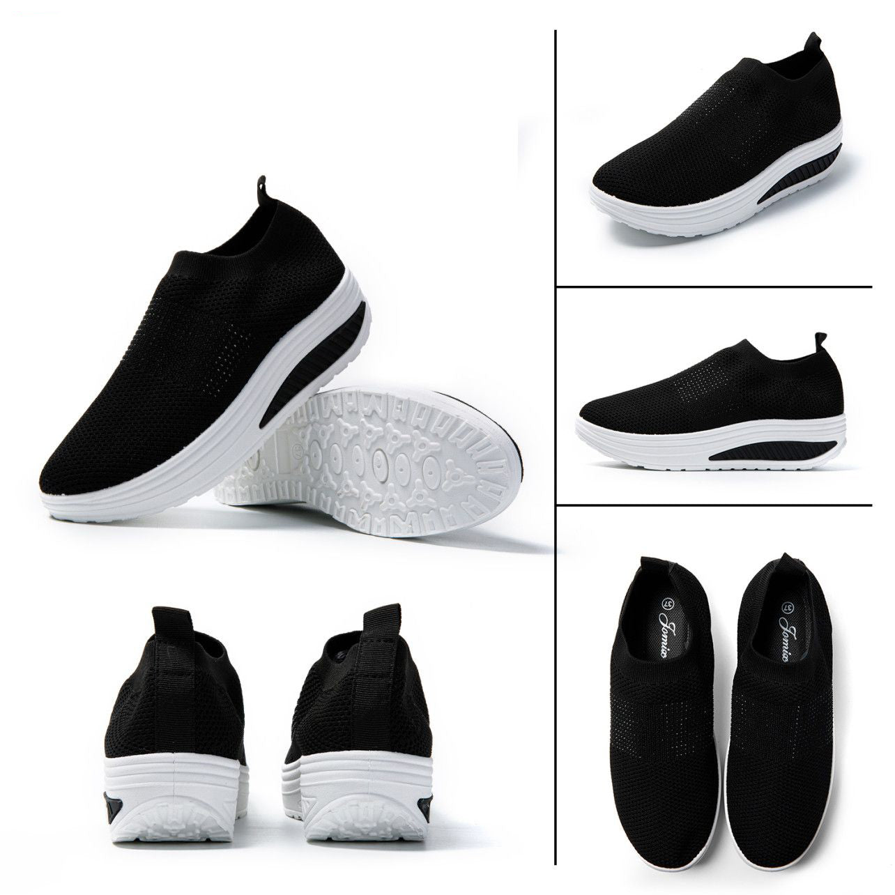 Scarpe Basculanti Nero Modello Positano in Tessuto Senza Lacci