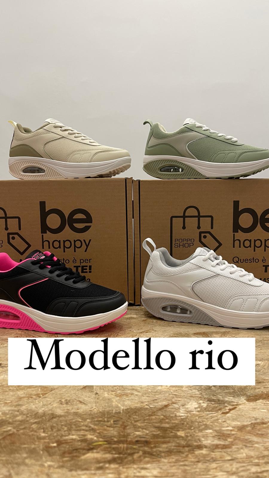 Scarpe Basculanti Verde Modello Rio in Eco Pelle e Tessuto Con Lacci