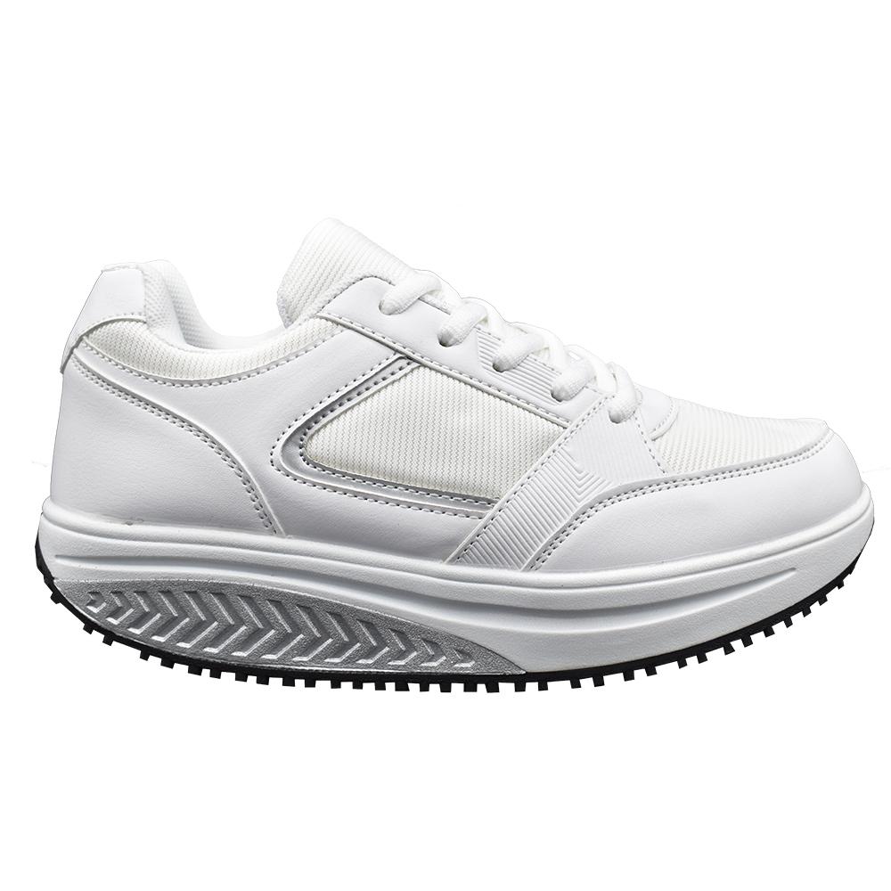 Scarpe Basculanti Modello Vienna Bianco In Eco Pelle e Tessuto