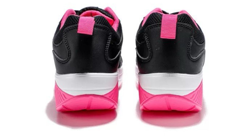 Scarpe Basculanti Nero Fuxia Modello Rio in Eco Pelle e Tessuto Con Lacci