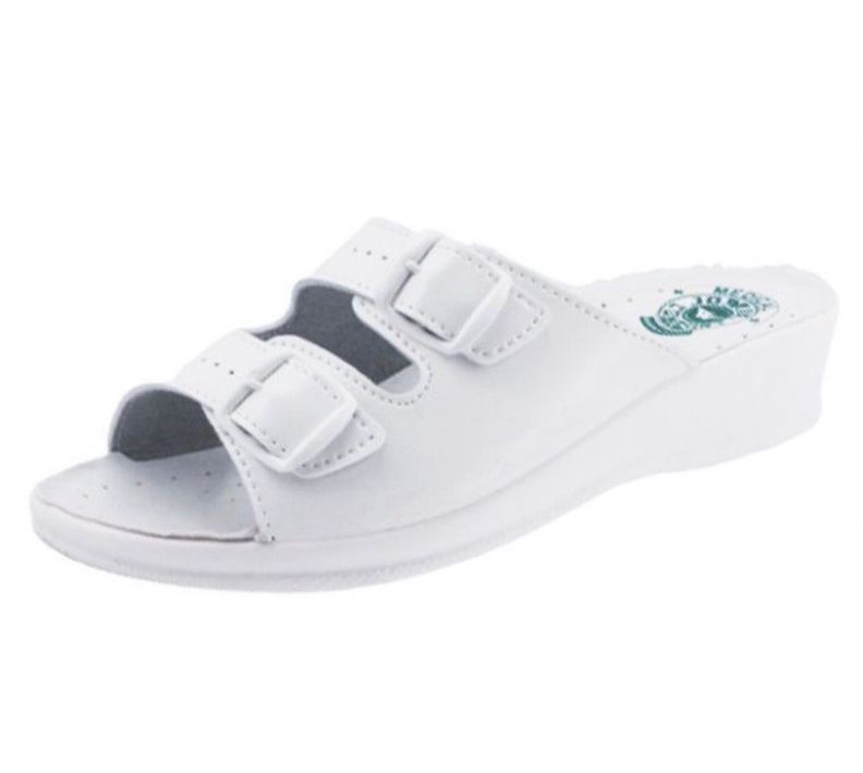 Pantofole Modello Firenze Bianco In Pelle Made In Italy Con Suola in memory Anatomica