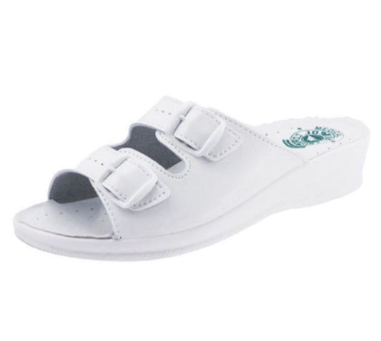 Pantofole Modello Firenze Bianco In Pelle Made In Italy Con Suola in memory Anatomica