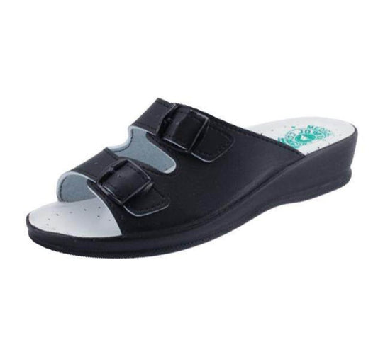 Pantofole Modello Firenze Nero In Pelle Made In Italy Con Suola in memory Anatomica