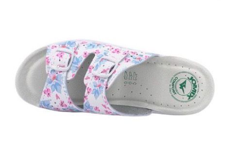 Pantofole Modello Firenze Multicolore Con Fiori In Pelle Made In Italy Con Suola in memory Anatomica