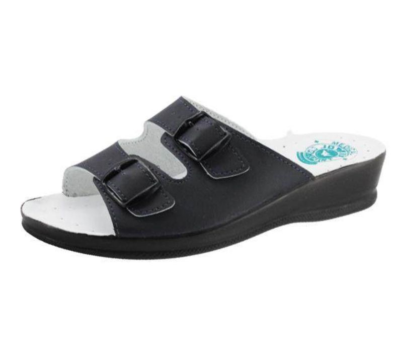 Pantofole Modello Firenze Blu In Pelle Made In Italy Con Suola in memory Anatomica