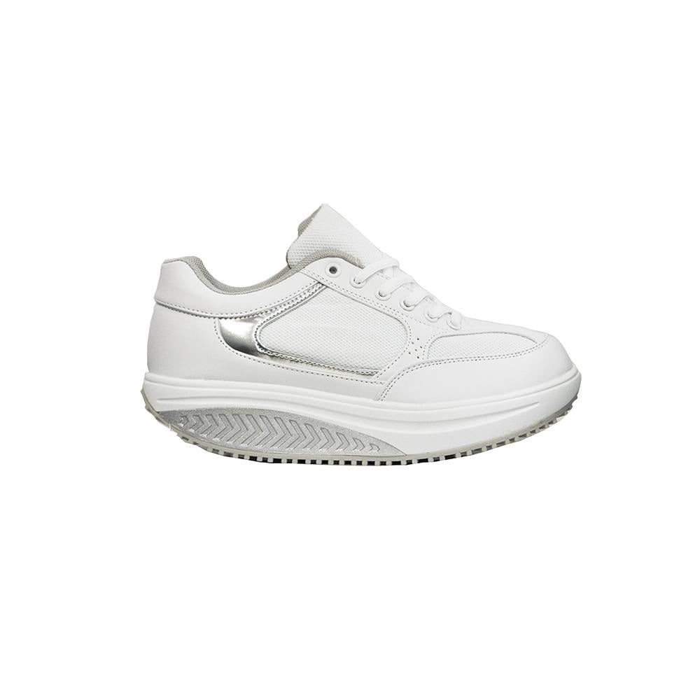 Scarpe Basculanti Donna Modello Pechino PREMIUM Bianco Argento In Eco Pelle