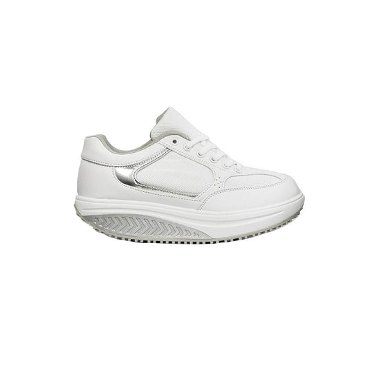 Scarpe Basculanti Donna Modello Pechino PREMIUM Bianco Argento In Eco Pelle