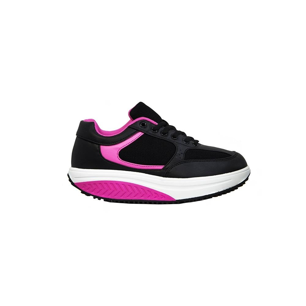 Scarpe Basculanti Donna Modello Pechino PREMIUM Nero Fuxia In Eco Pelle