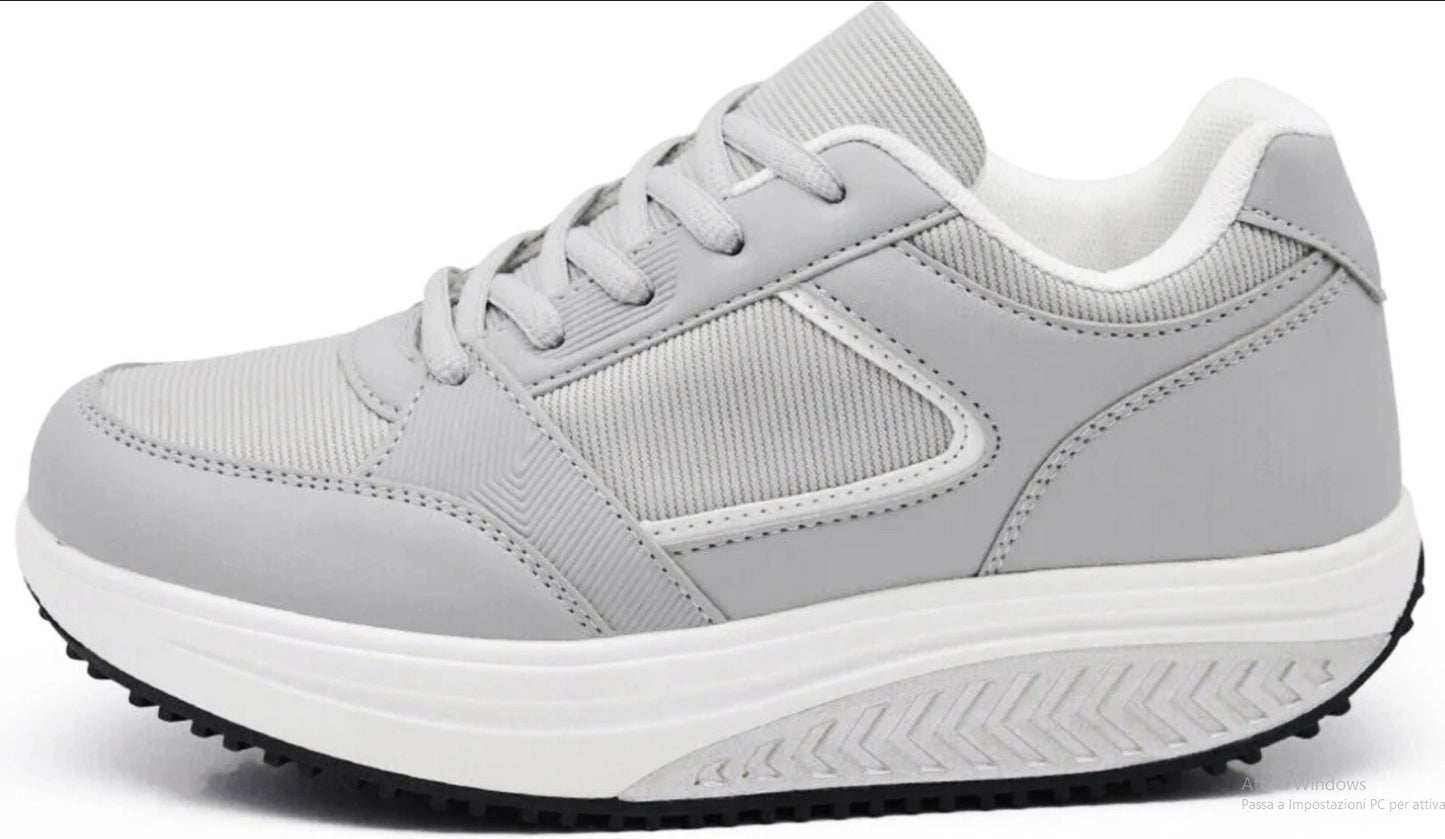 Scarpe Basculanti Modello Vienna Grigio In Eco Pelle e Tessuto