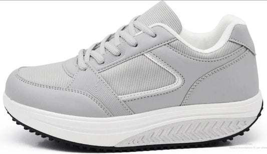 Scarpe Basculanti Modello Vienna Grigio In Eco Pelle e Tessuto