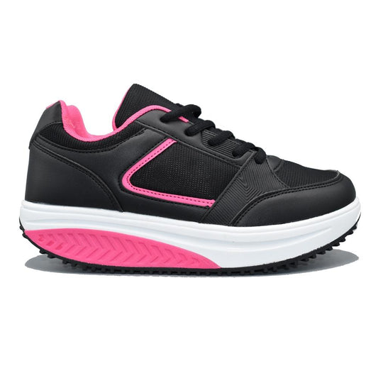 Scarpe Basculanti Modello Vienna Nero Fuxia In Eco Pelle e Tessuto